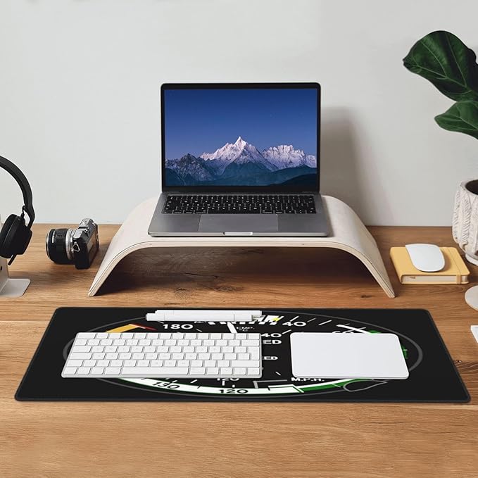 Aircraft Speedometer Pilot Flight Mouse Pad, Airplane Large Big Gaming Mouse Pad Desk Pad, Mousepad with Non-Slip Rubber Base, Extended XXL Mouse Mat for Computer Laptop Office Accessories