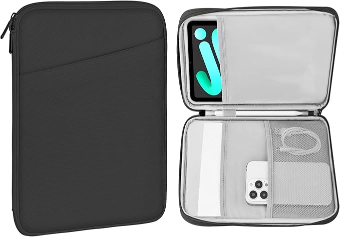 MoKo 8-9 Inch Tablet Sleeve, Fits iPad mini (A17 Pro) 8.3" 2024, iPad mini 6/5/4/3/2/1, Galaxy Tab A7 Lite 8.7/Tab A9 8.7/Tab A 8.0/Tab A 8.4, Protective Sleeve Carrying Case with Pockets, Dark Gray