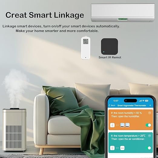 WiFi Smart Thermometer Hygrometer: Wireless Temperature Humidity Sensor with Notification Alert, Data Storage & Export, Calibrable Digital Temperature Monitor, Compatible with Alexa (2-PCS)