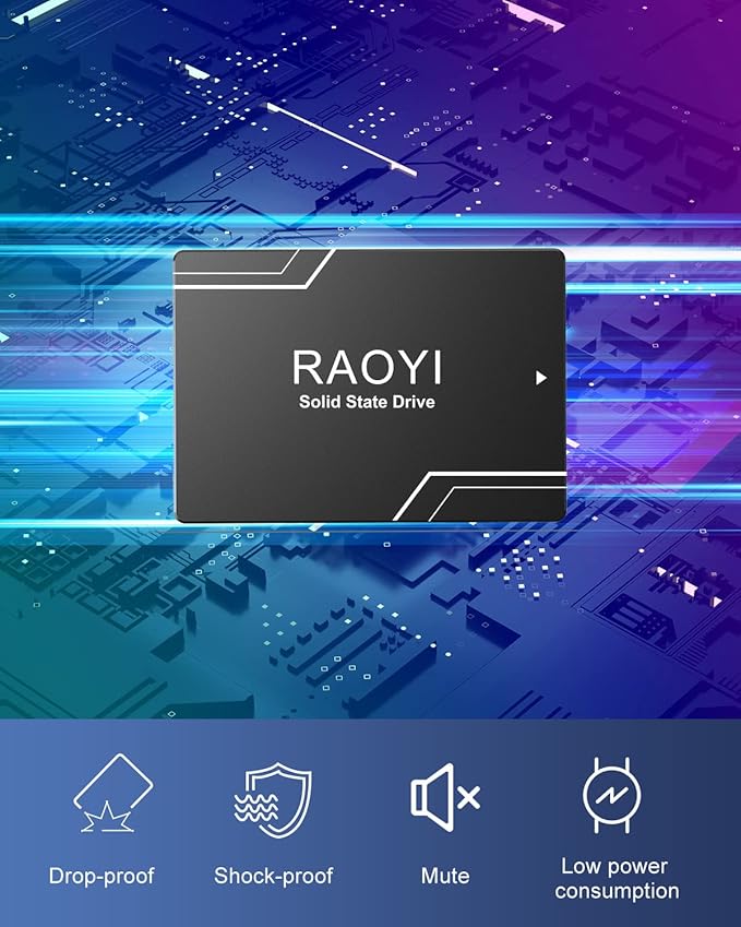 RAOYI 128GB Internal SSD SATA III 2.5” Solid State Drive 3D NAND Flash Advanced SSD Hard Drive Up to 450MB/s SATA 3 SSD Upgrade Performance for PC Laptop
