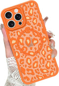 KANGHAR Case for iPhone 16 Pro Orange Leopard Printed Pattern Cute Cheetah [Compatible with Magsafe] Protective Magnetic Case for Girls Women 6.3"