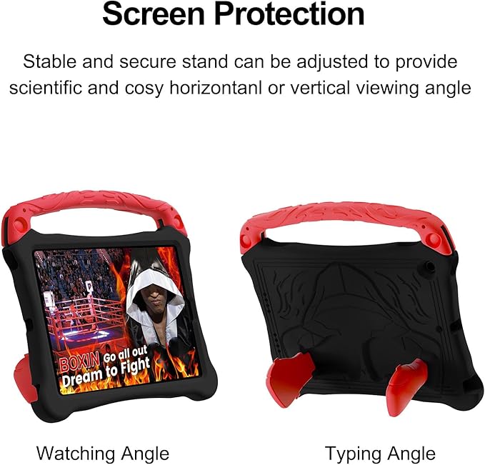 Dteck for iPad Air 3rd Generation and iPad Pro Case 10.5" 2019/2017 Release, Cute Boxing Shockproof Hard Case with Handle/Kickstand/Shoulder Strap, Protective Lightweight Kids-Friendly Cover, Black