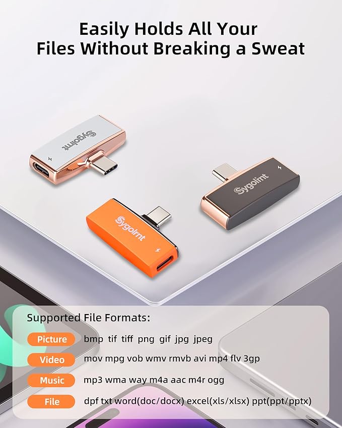 USB C Flash Drive for iPhone Photo Stick 256GB Thumb Drive with Type-C Charging Port, USB Memory Stick for Photos Videos, High Speed Jump Drive External Storage for iPad/Android Phones/PC (Orange)