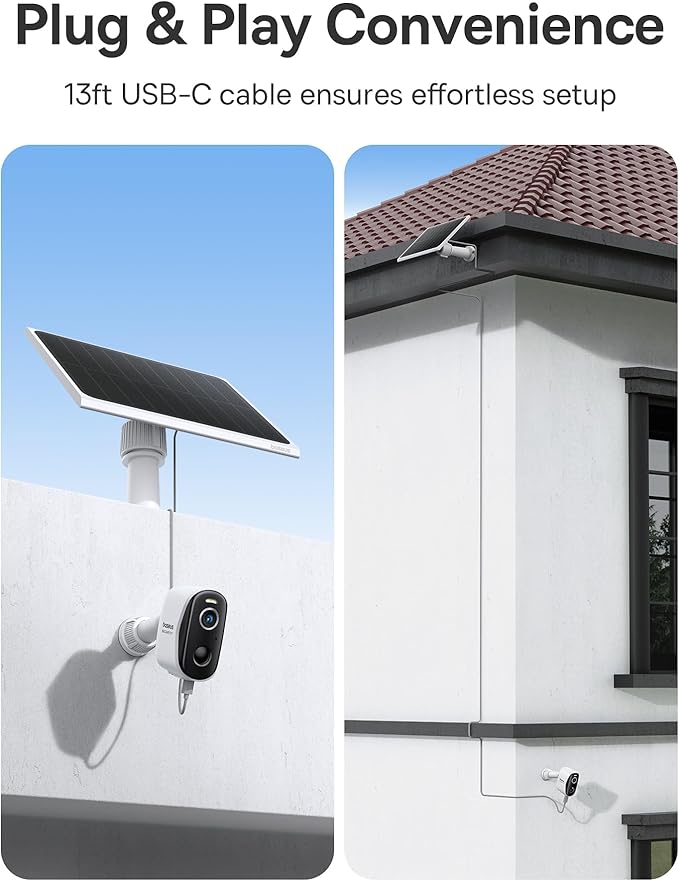 Baseus Solar Security Cameras Wireless Outdoor, N1 2-Cam Kit with Solar Panel 3W, 2K Color Night Vision Camera for Home Security, Solar-Powered, IP67, No Monthly Fee, 16TB Expandable Local Storage