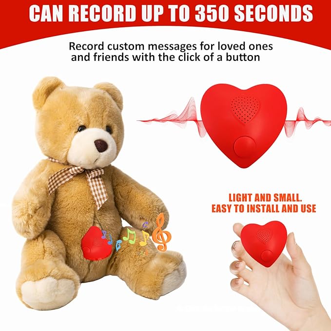 Voice Recorder,XLW 350s Voice Box for Recordable Presents Button Sound Box for Stuffed Animals, Mother's Day Valentine Christmas Plush Toy,Manual DIY Creative Sound Present for Boys Girls-2P