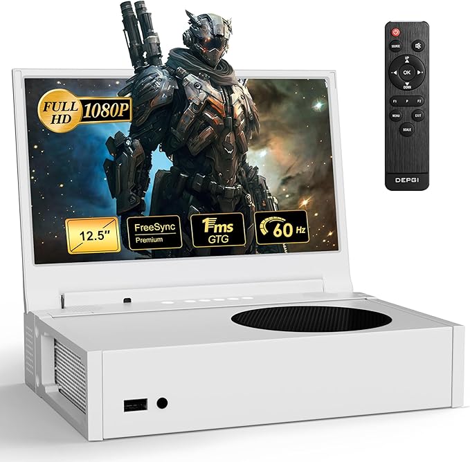 DEPGI 12.5" Portable Gaming Monitor for Xbox Series S (not Included), 1080P Full HD Display with IPS Screen Dual HDMI 2, Support HDR Freesync 3 Game Modes, for Travel Outdoor Indoor Use