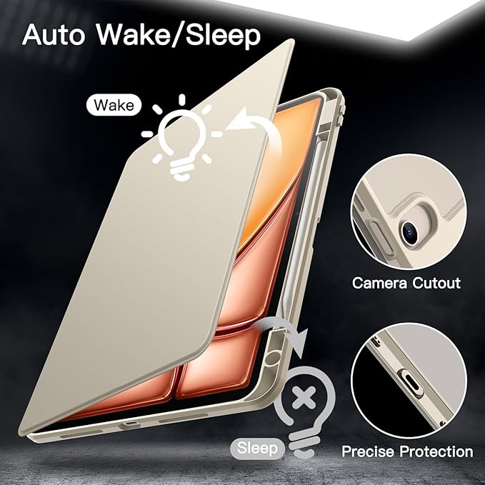 JETech Rotating Case for iPad Air 13-Inch M4/M3/M2 (2026/2025/2024) with Pencil Holder, 360 Degree Rotation Protective Stand Cover Clear Back, Auto Wake/Sleep (Starlight)