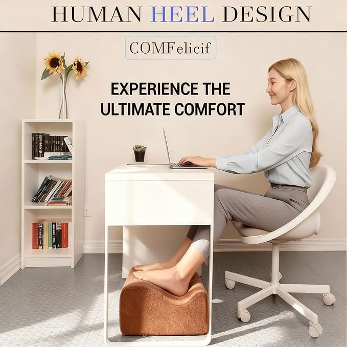 Foot Rest for Under Desk at Work,At Work Soft Ergonomic Footrest,Support Foot Pillow,Heel Chair,Leg Elevation Pillow,(Brown)
