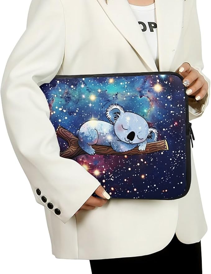Galaxy Koala Laptop Sleeve Case for Women Kids 10 inch Laptop Protector with Multiple Uses Lightweight Computer Sleeve Tablet Bag Laptop Carrying Case Gifts for Girls