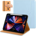 DTTO for iPad Pro 12.9 6th / 5th / 4th / 3rd Generation Case 2022/2021/2020/2018, Leather Folio Stand Cover with Built-in Pencil Holder -Auto Wake/Sleep and Multi Viewing Angles, Ice Blue