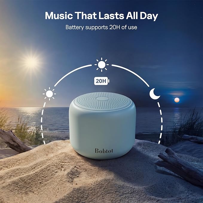 Bobtot Portable Bluetooth Speakers with Strap Easy to Carry, Wireless IPX5 Waterproof Mini Speaker with Loud Stereo Sound, 20 Hours Playtime, Rechargeable Battery, Built-in Microphone, Green