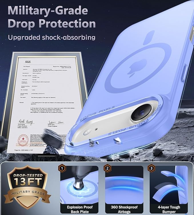 Newfuture Magnetic for iPhone Air Case [Compatible with Magsafe] [Military Grade Drop Protection] Translucent Matte Anti-Scratch Shockproof Protective Phone Cover 6.5 Inch, Light Purple