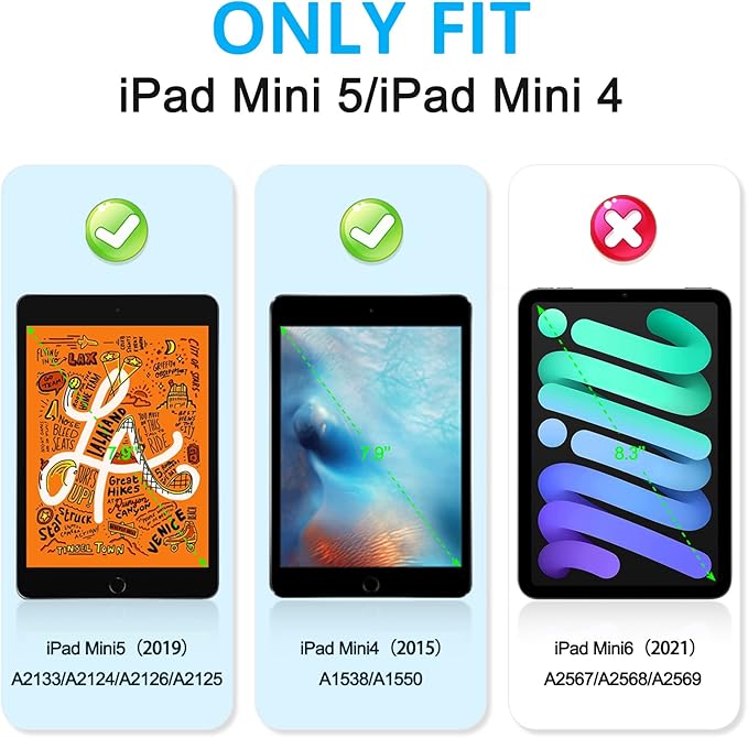 BRAECNstock for Apple iPad mini 5th/ 4th Generation Case 7.9" 2019/2015, Shockproof Protective with Pen Holder, Rotating Hand Strap & Stand, Shoulder Strap, Case for iPad mini 5/4, Emerald Green