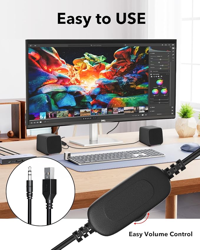 Computer Speakers for Desktop PC,Desktop Speakers,Small Computer Speakers USB Powered 3.5mm Aux Speaker