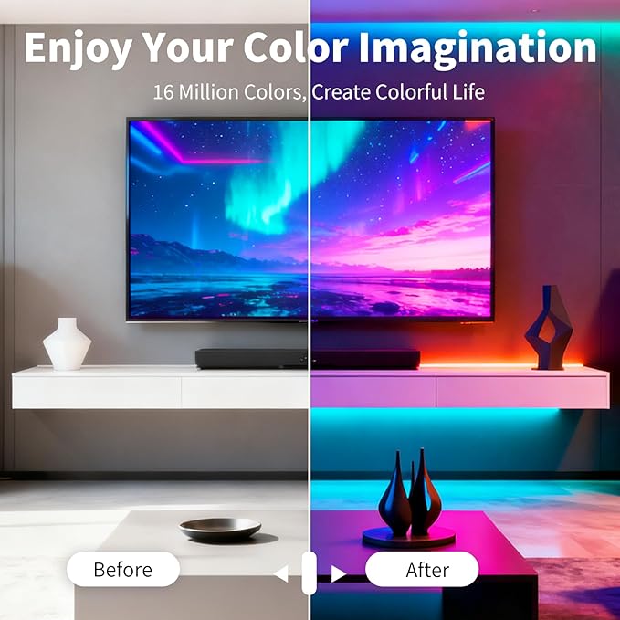 LED Strip Lights,RGB Music Sync Color Changing Led Lights with Smart App Control Remote & Remote Control for Room,Part,Essential,Sense of Atmosphere Decoration(100FT-2 Rolls of 50ft)