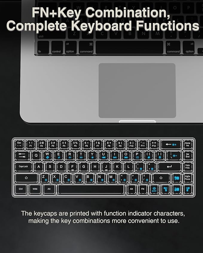 CORBOBO 60 Percent Keyboard,RGB Backlit Gaming Keyboard USB-C Wired,Portable 68 Keys Compact Mini Keyboards for Business Trips,Office,PC Games (SK968,Grey&Orange)