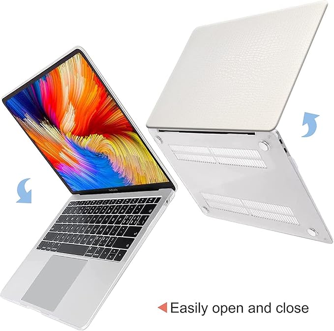 DTangLsm for Crocodile MacBook Air 15 inch Case 2026 2025-2023 M5 M4 M3 M2 A3448 A3241 A3114 A2941, Alligator Skin Textured PU Leather Hard Shell Cover for MacBook Air M5 15" Case+Keyboard Cover,White