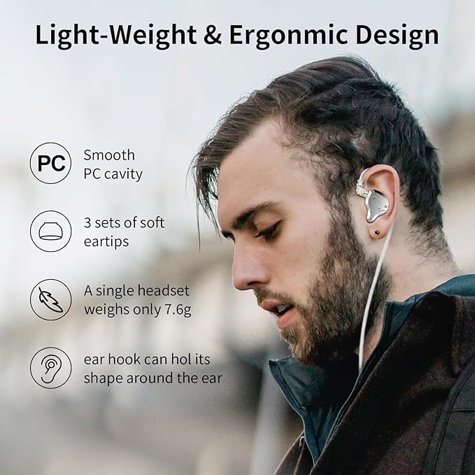 KZ ZS10 Pro in Ear Monitor Headphone, Wired Gaming Earphones, KZ HiFi Earbuds Headphone with 4 Balanced Armatures and 1 Dynamic Drivers IEM Earphones for Drummer Musician (Blue with Mic)