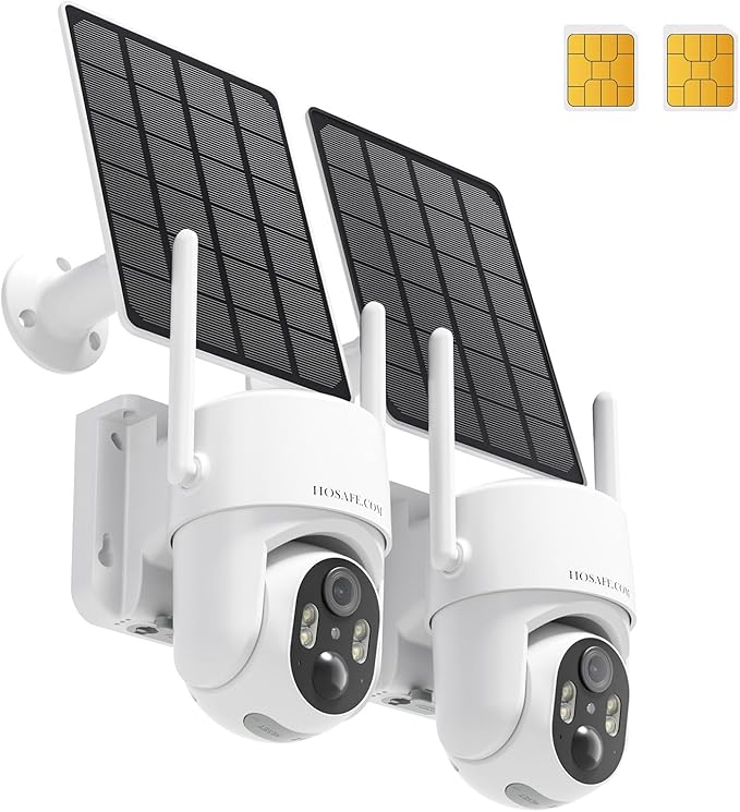 4G LTE Cellular Security Camera No Internet Needed, 2K Solar No wifi Security Camera Outdoor Wireless With SIM Card Jobsite,360 Live View, Motion Detection,Free Cloud Storage(Need Apply), 2 Packs