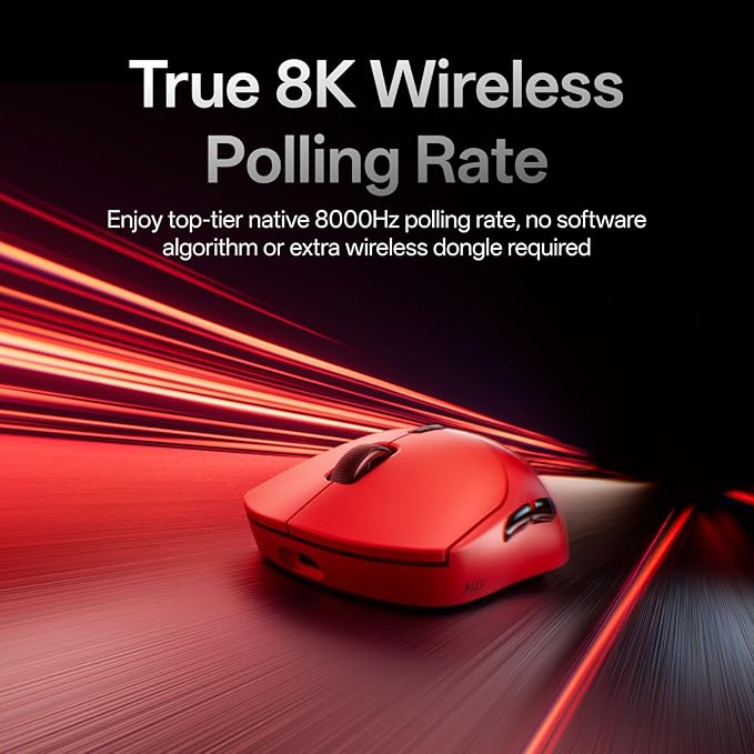 Rapoo VT2 MAX Wireless Gaming Mouse, True 8K Wireless Polling Rate, 53g Lightweight, Up to 750 Hr Battery, Nordic nRF54L15 MCU, 120-Million Optical Switch, 10 Programmable Buttons, Macro Enabled