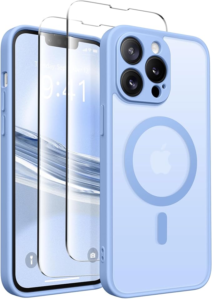 CAPRARO Magnetic for iPhone 13 Pro Case, [Compatible with MagSafe] [Full Camera Protection] Shockproof Protective Slim Translucent Matte Phone Case for iPhone 13 Pro 6.1'', Snow Purple