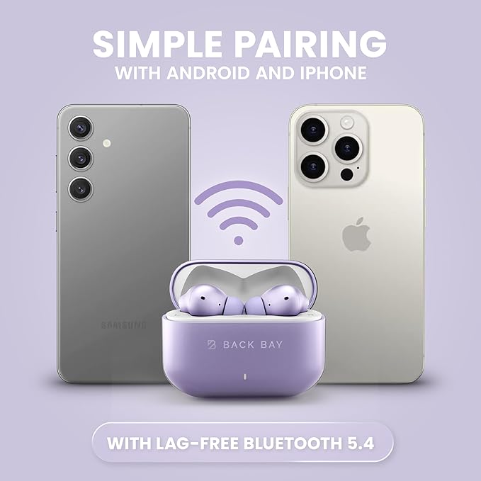 Back Bay Audio FirstClass - True Wireless Earbuds Noise Cancelling, Bluetooth 5.4 Ear Buds Wireless Bluetooth Earbuds Noise Cancelling Earpods, Active Earphones with ANC Sound Canceling Headphones