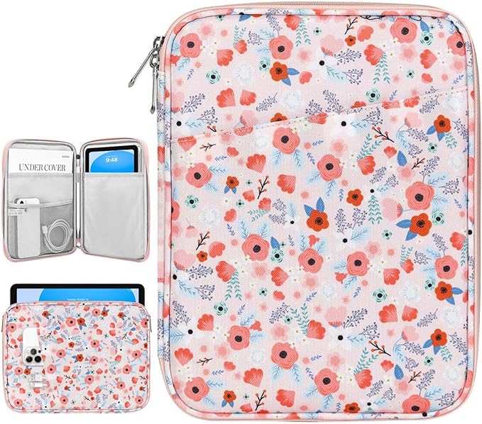 Dadanism 9-11" Tablet Sleeve Bag Carrying Case for iPad (A16) 11th Gen 11", iPad 10th Gen 10.9" Air 5/4, iPad Air M4/Pro 11", iPad 9/8/7th, Galaxy Tab A11+ Plus 11", Remarkable 2 10.3", Spring Pink