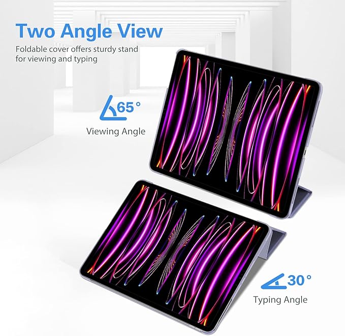 ProCase Smart Case for iPad Pro 12.9 2022/2021/2020/2018, Slim Stand Hard Back Shell Smart Cover for iPad Pro 12.9" 6th Gen/5th Gen/4th Gen/3rd Gen -Lightpurple