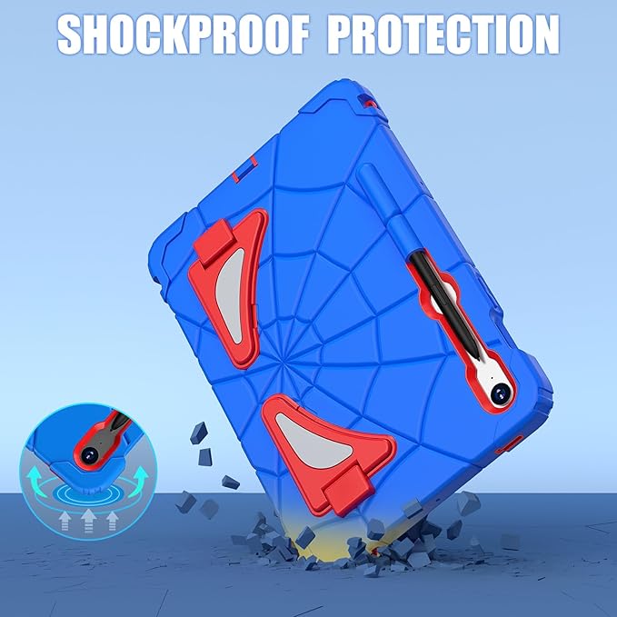 AKABEILA Compatible with Samsung Galaxy Tab S7/S8/S9/S9 FE 11 inch(2023) Tablet Case，Lightweight Shockproof Rugged Protective Cover with Kickstand for Kids Children Boys Babies Blue Red