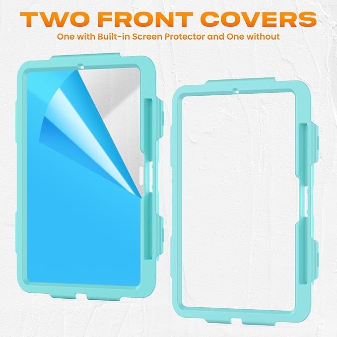 SEYMAC stock Case for iPad Pro 11-inch M5-M4 2025-2024, Shockproof Heavy Duty Case with Screen Protector, Pencil Holder, Rotating Stand, Hand Strap, Shoulder Strap, SkyBlue