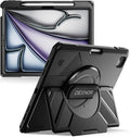 Dexnor Case for iPad Air 13 inch M4/M3/M2 (2026/2025/2024), Rugged Protective Case with 360° Rotating Hand Strap& Steady Stand& Screen Protector& Pencil Holder Shockproof Full-Body Bumper Cover, Black