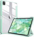 Fintie Hybrid Slim Case for iPad Pro 11-inch (4th / 3rd Generation) 2022/2021 - [Built-in Pencil Holder] Shockproof Cover w/Clear Transparent Back Shell, Also Fit iPad Pro 11" 2nd Gen, Green