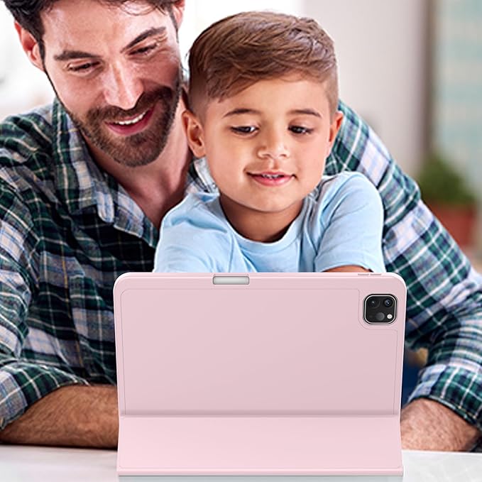 ZryXal New iPad Pro 13 Inch Case (M5) 2025 / (M4) 2024 with Pencil Holder, Smart iPad Case [Support Pencil Pro and Pencil (USB-C)], Support Touch ID and Auto Wake/Sleep (New Pink)