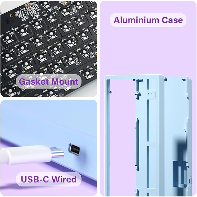 LEOBOG HI98 Mechanical Keyboard, Wired Creamy Gaming Keyboard with Ergonomic Gasket Structure, Hot-Swap Custom RGB Keyboards for Win/Mac/Android/Gamer - Purple, Star Vector Switch