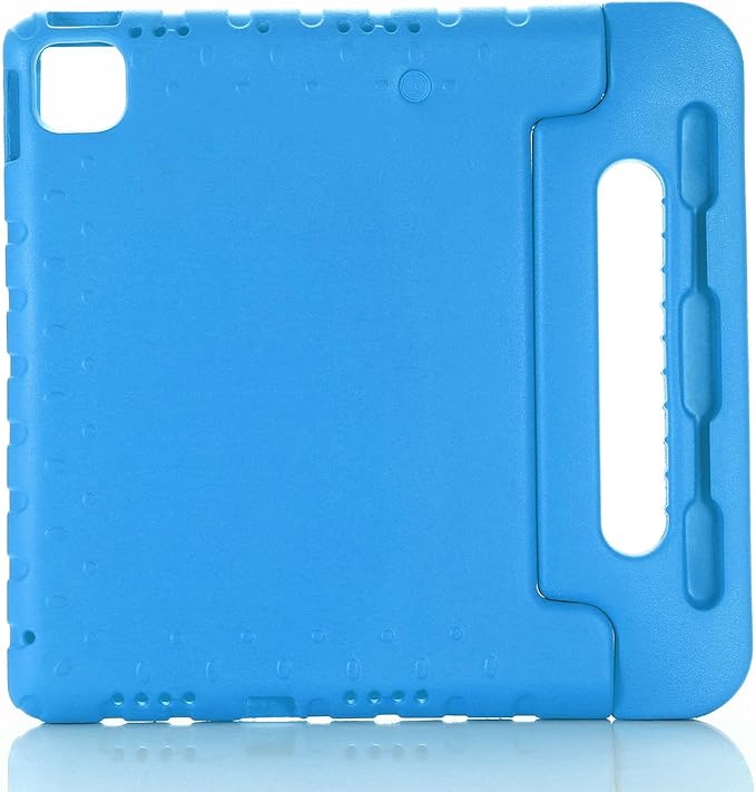 Kids Case for iPad Pro 11" M5/M4 & iPad Air 11" (2026/2025/2024) Shockproof Case with Pencil Holder, Techcircle Light EVA Foam Handle Stand Bumper Protective Child Friendly Drop Proof Cover, Blue