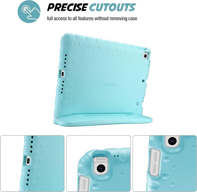 ProCase Kids Case for iPad 9th Generation/iPad 8/iPad 7, iPad 10.2 Case 2021 2020 2019/iPad Air 10.5/iPad Pro 10.5 Kids Case, Shockproof Lightweight Case with Convertible Handle -Aqua