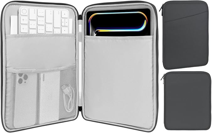 MoKo 13 Inch Tablet Sleeve Bag, Compatible with New 13 Inch iPad Pro M5 & Air M4/M3, iPad Pro 12.9 inch M2&M1, Galaxy Tab S8+/S9+ 12.4", Waterproof Bag Carrying Case with Pocket, Dark Gray
