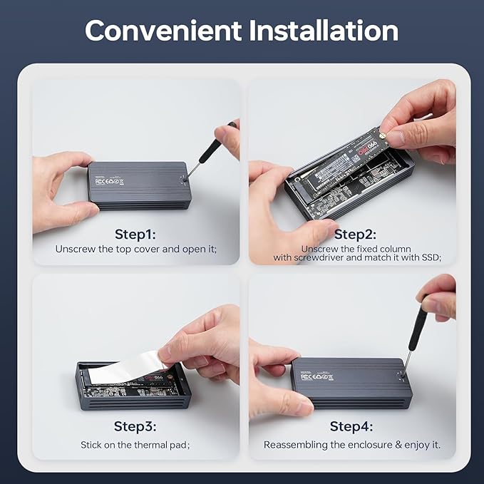 40Gbps M.2 NVMe Enclosure with Cooling Fan,Thunderbolt SSD Enclosure for M1 Pro/Max Mac,MOKiN Aluminum M.2 Enclosure Support M/B+M Key Size 2280/2260/2242 Compatible with Thunderbolt 3/4/USB4/3.2/3.1
