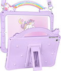 Wazzasoft for iPad mini 4/5 Case 7.9 Inch Girls Cute Girly Cartoon Kawaii Pretty Purple Design Cover with Stand & Strap Unique Women Teens Silicone Funda for Apple iPad mini 5th/4th Gen (2019/2015)