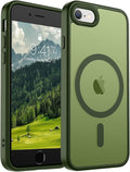 SUPFINE Magnetic for iPhone SE Case 2022 (3rd)/2020 (2nd), iPhone 8 Case (Compatible with MagSafe) (Military Grade Drop Protection) Slim Translucent Matte Phone Case, Cangling Green