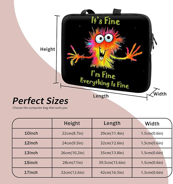 Universal Laptop Sleeve Tablet Case 12 inch, Colorful Little Monsters Slim Carrying Case Handbag Travel Laptop Bag for Surface Pro 9 8 7/Laptop Go 2 3, MacBook Air 11/12