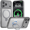 for iPhone 17 Pro Max Case [ 360° Spin Magnetic Stand] [Full Camera Protection] Compatible with Magsafe, 15FT Military-Grade Protection, Translucent Matte Anti-Slip Phone Case 6.9'', Gray