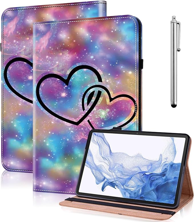 Case for iPad Air 11 Inch M4/M3/M2 (2026/2025/2024),iPad Air 5th/4th Generation Case 10.9 Inch 2022/2020, PU Leather Stand Shockproof Cover with Card Slots - Two Hearts