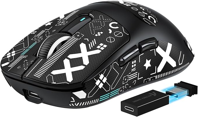 ATTACK SHARK X3PRO 4K/8K Lightweight Wireless Gaming Mouse with Tri-Mode(Wired/2.4GHz/BT),PAW3395 Optical Sensor,26K DPI,Kailh GM8.0 Switch,Long Battery,7 Buttons for PC/Laptop/Win/Mac(Black+Sticker)