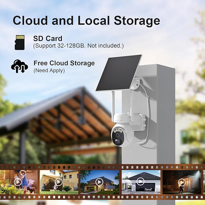 4G LTE Cellular Security Camera Outdoor, Off Grid Security Camera No WiFi Solar Powered, 360° PTZ Solar Camera Outdoor Wireless, 2K HD, PIR Motion Sensor, Free Cloud Storage (Need to Apply), 2 Packs