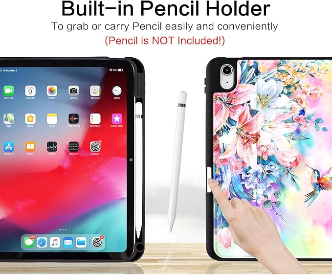 Vimorco for iPad A16 Case 11-inch 2025, for iPad (A16) 11th/10th Generation Case Pencil Holder, Typing Stand & 4 Viewing Angles, Faux Leather Slim Cover, Auto Sleep/Wake, Hummingbirds and Lilies