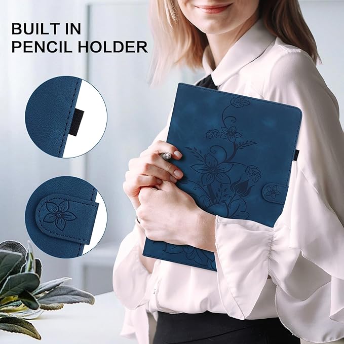 Case for iPad 9th Generation (2021) / 8th Generation (2020) / 7th Gen (2019) 10.2 Inch, Auto Wake/Sleep Supports Pencil Holder Magnetic Clasp Stand Cover, Blue
