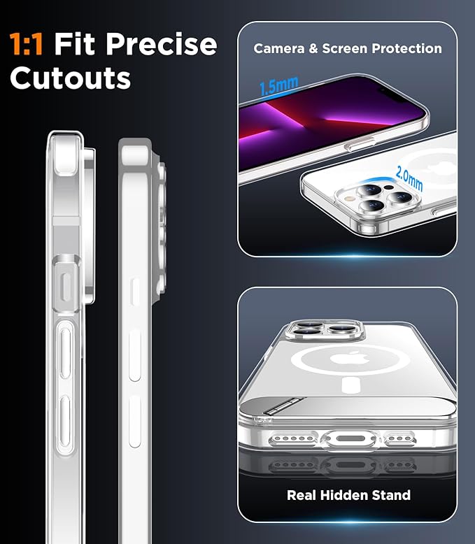 Magnetic Compatible with iPhone 13 Pro Case, [Built-in Invisible Kickstand][Compatible with MagSafe] [Military Grade Shockproof] Slim Thin Phone Case for iPhone 13 Pro 6.1"