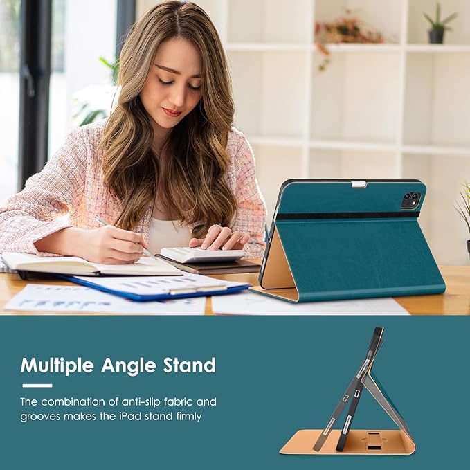 VIKESI Case for iPad Air 13 inch (M4) 2026 / (M3) 2025 / (M2) 2024,Premium Leather Folio,Apple Pencil Holder,Auto Sleep/Wake,Stand Cover - Teal