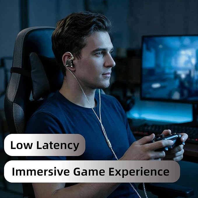 KZ ZS12 PRO 2 USB C Wired Headphones Type-C in Ear Monitor Headphone, 5BA+1DD 6 Driver Gaming Earbuds USB C Wired Earphones, HiFi Clarity Sound Immersive Bass IEMs for Gaming (Black, USBC-with Mic)
